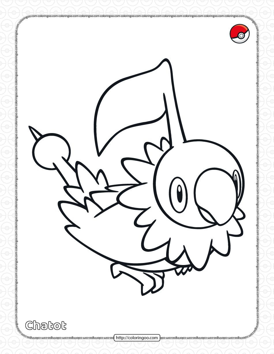 pokemon chatot coloring pages for kids