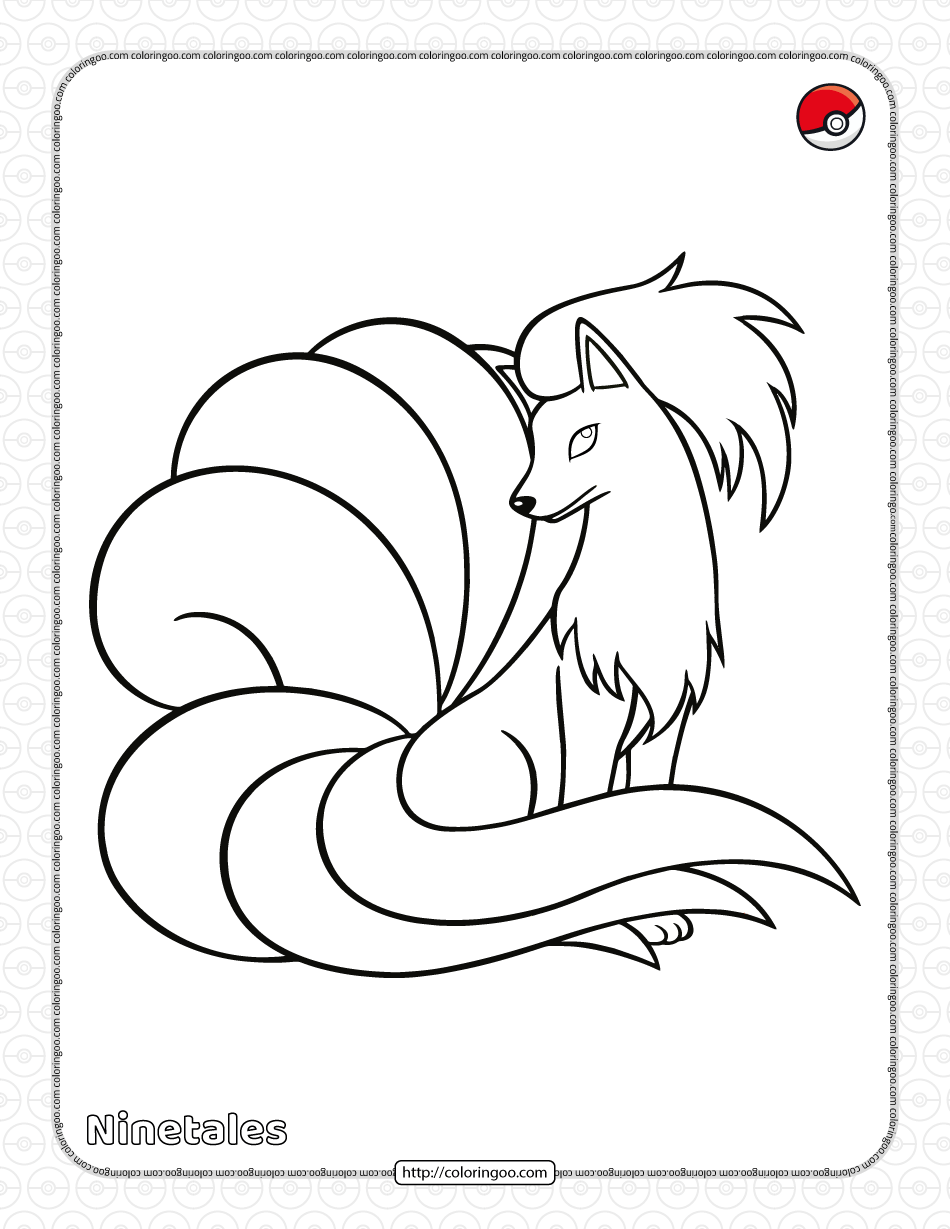 pokemon ninetales pdf coloring page 1