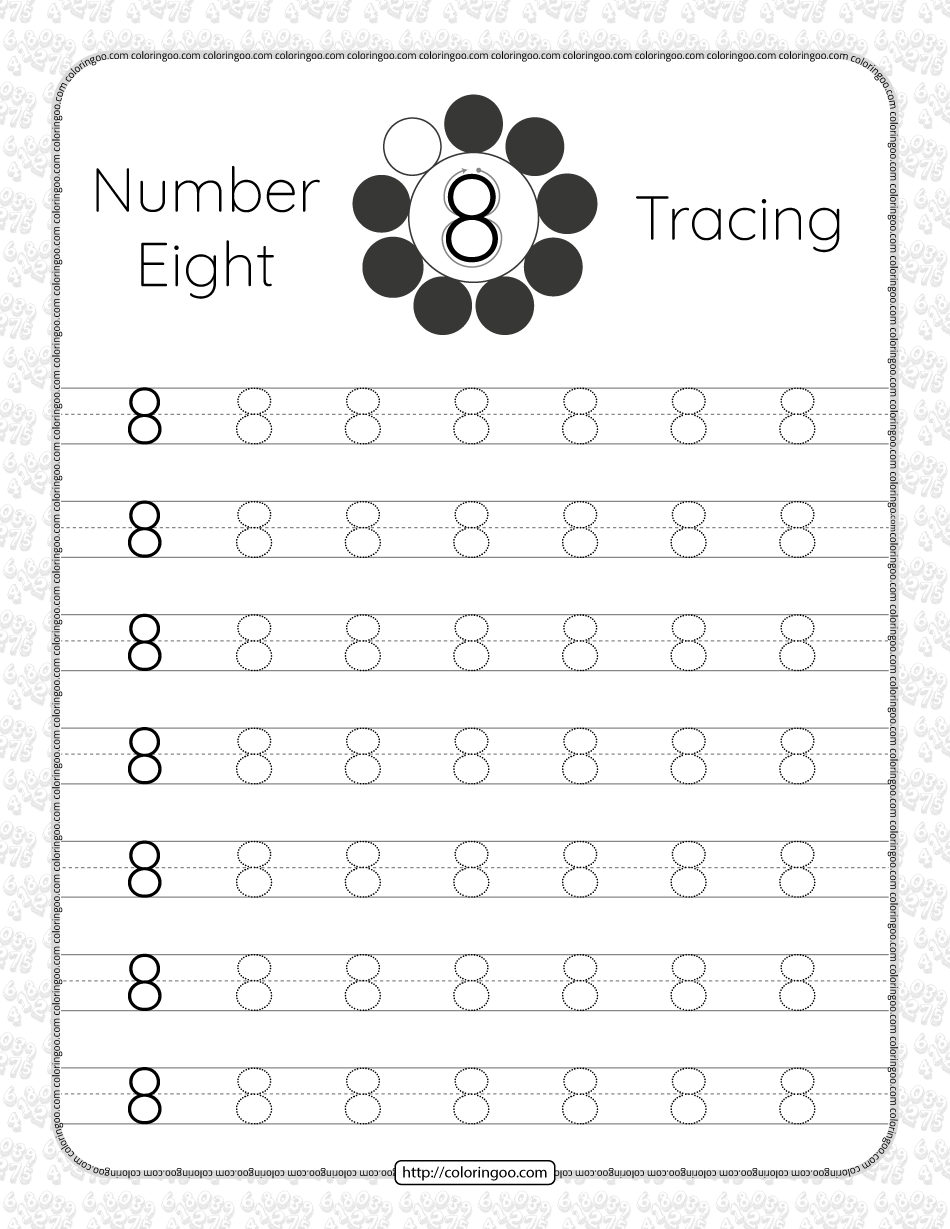 printable dotted number 8 tracing pdf worksheet
