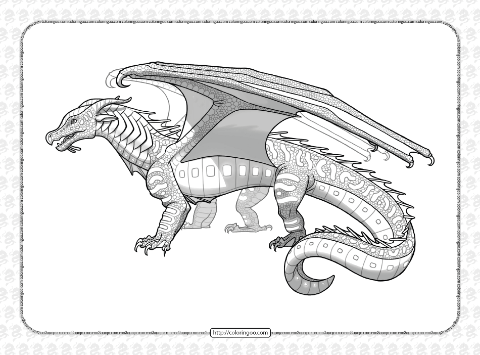 seawings dragon from wings of fire coloring page