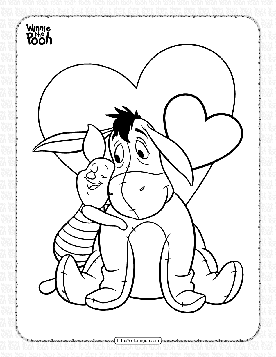 winnie the pooh piglet and eeyore coloring page