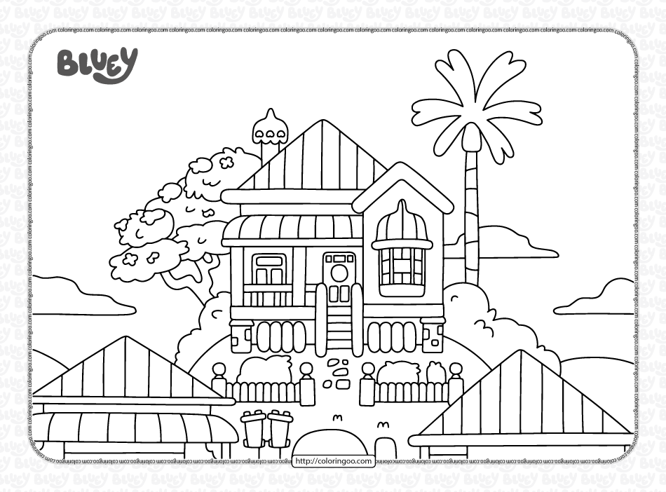 bluey house coloring pages