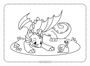 dragon playing with a snail coloring pages