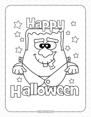 halloween happy monster coloring page