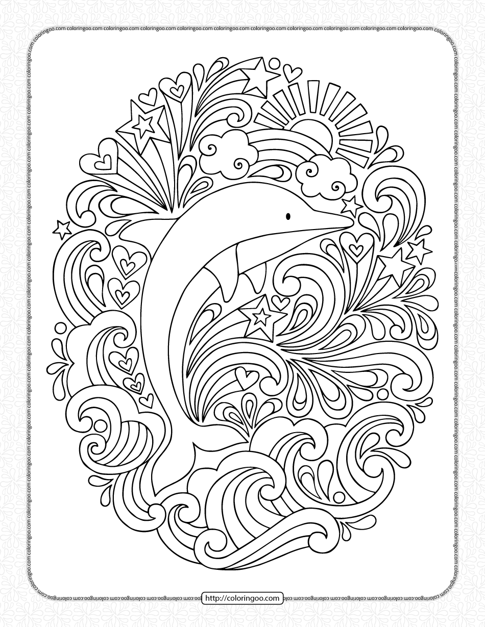 dolphin coloring pages for adults
