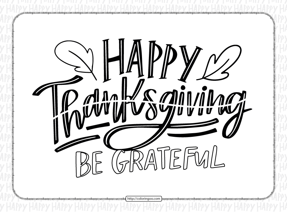 happy thanksgiving be grateful coloring page