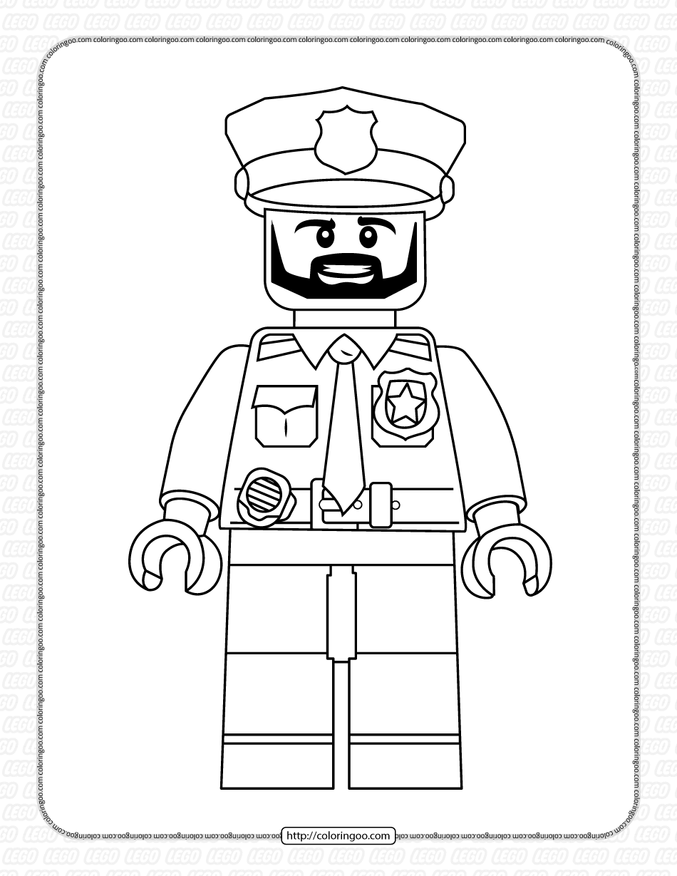 lego policeman with black beard minifigure coloring