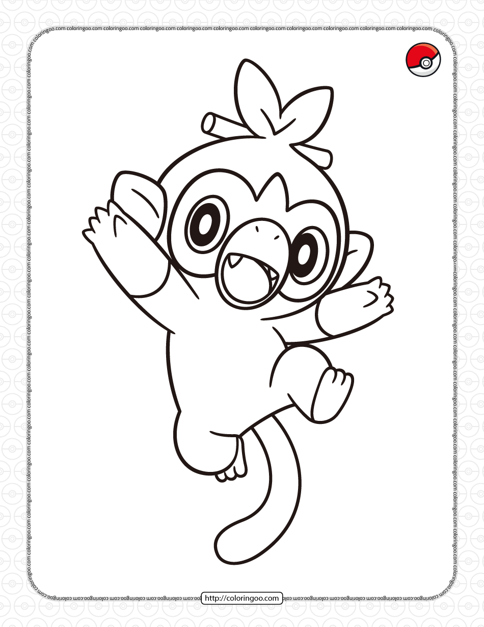 pokemon grookey coloring pages