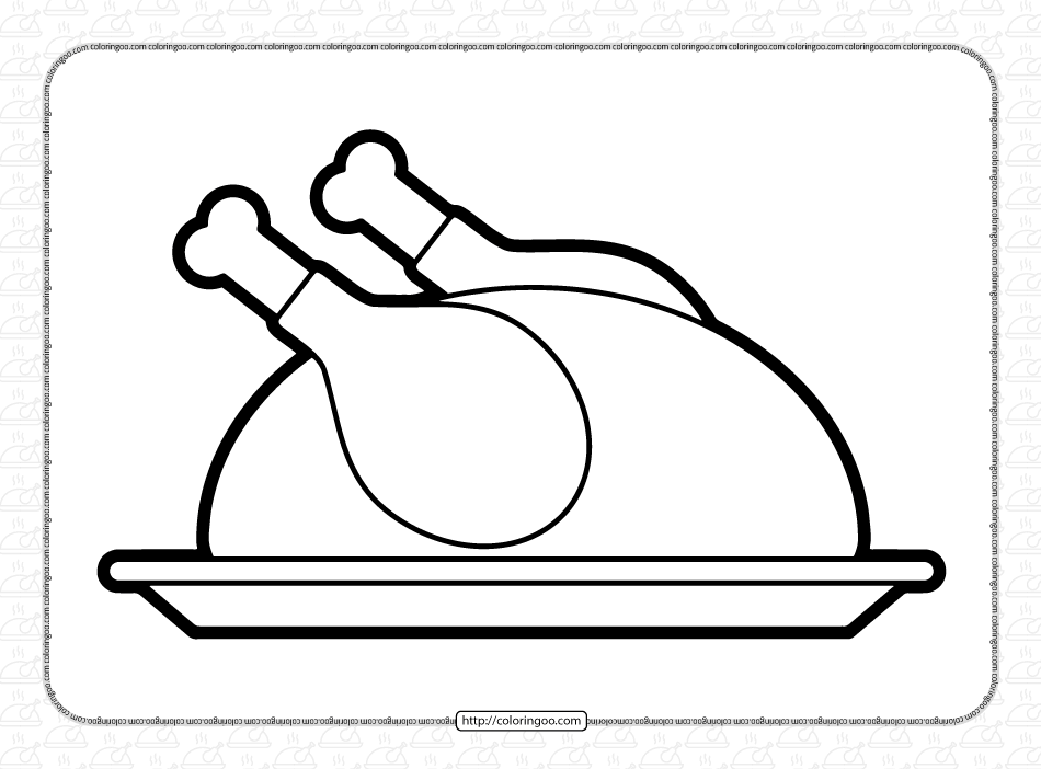 simple turkey dinner plate coloring page