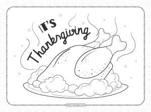 thanksgiving turkey on the plate coloring page
