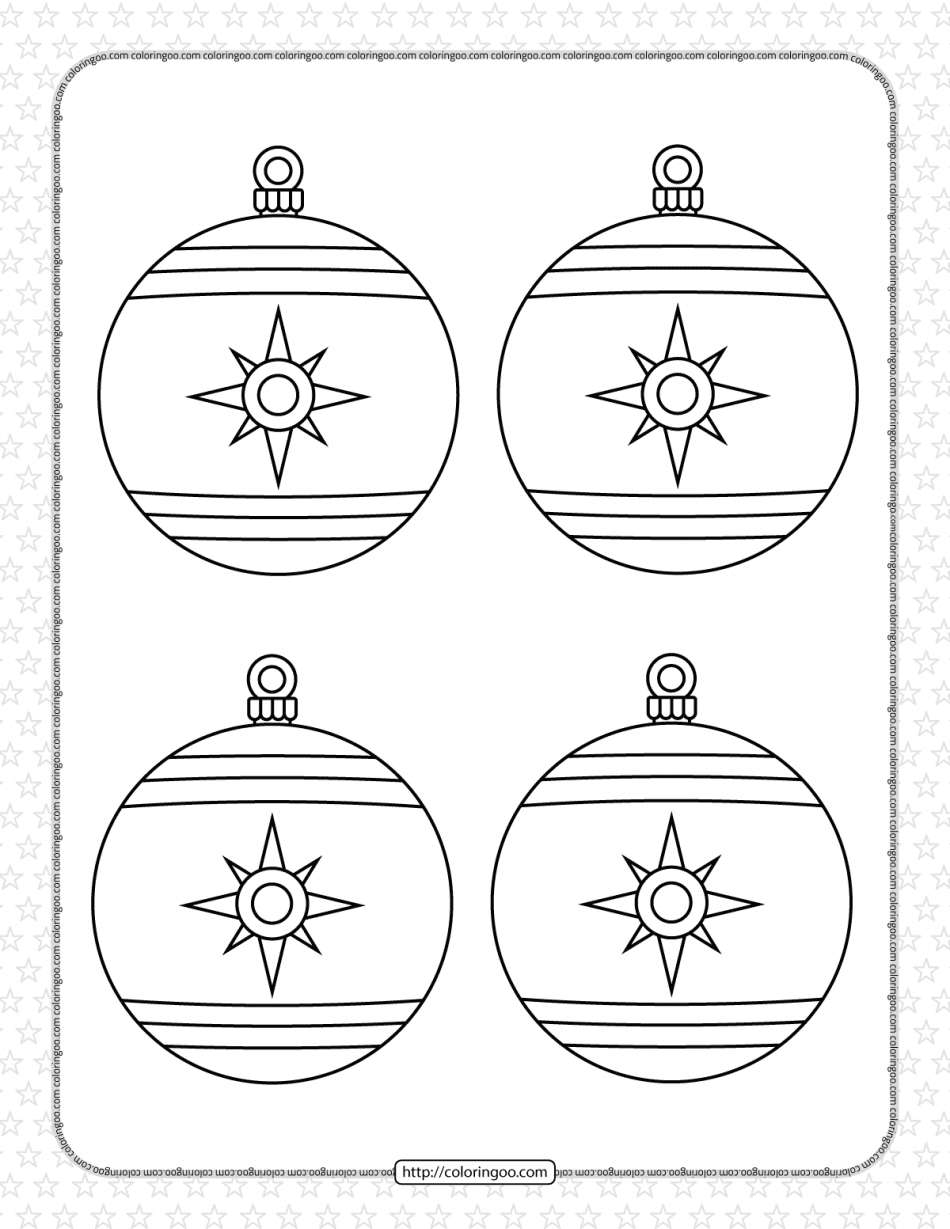 christmas baubles with north star coloring page