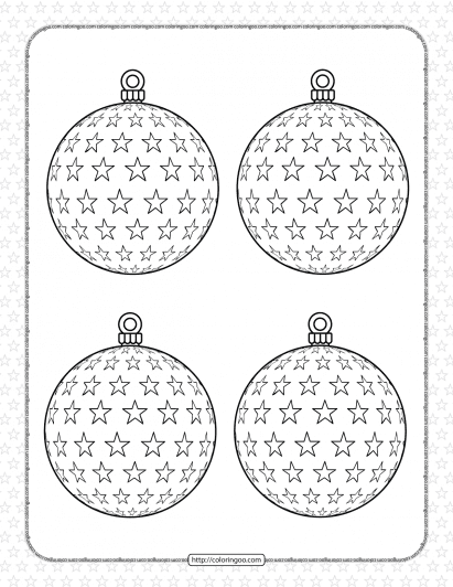 christmas baubles with stars coloring page