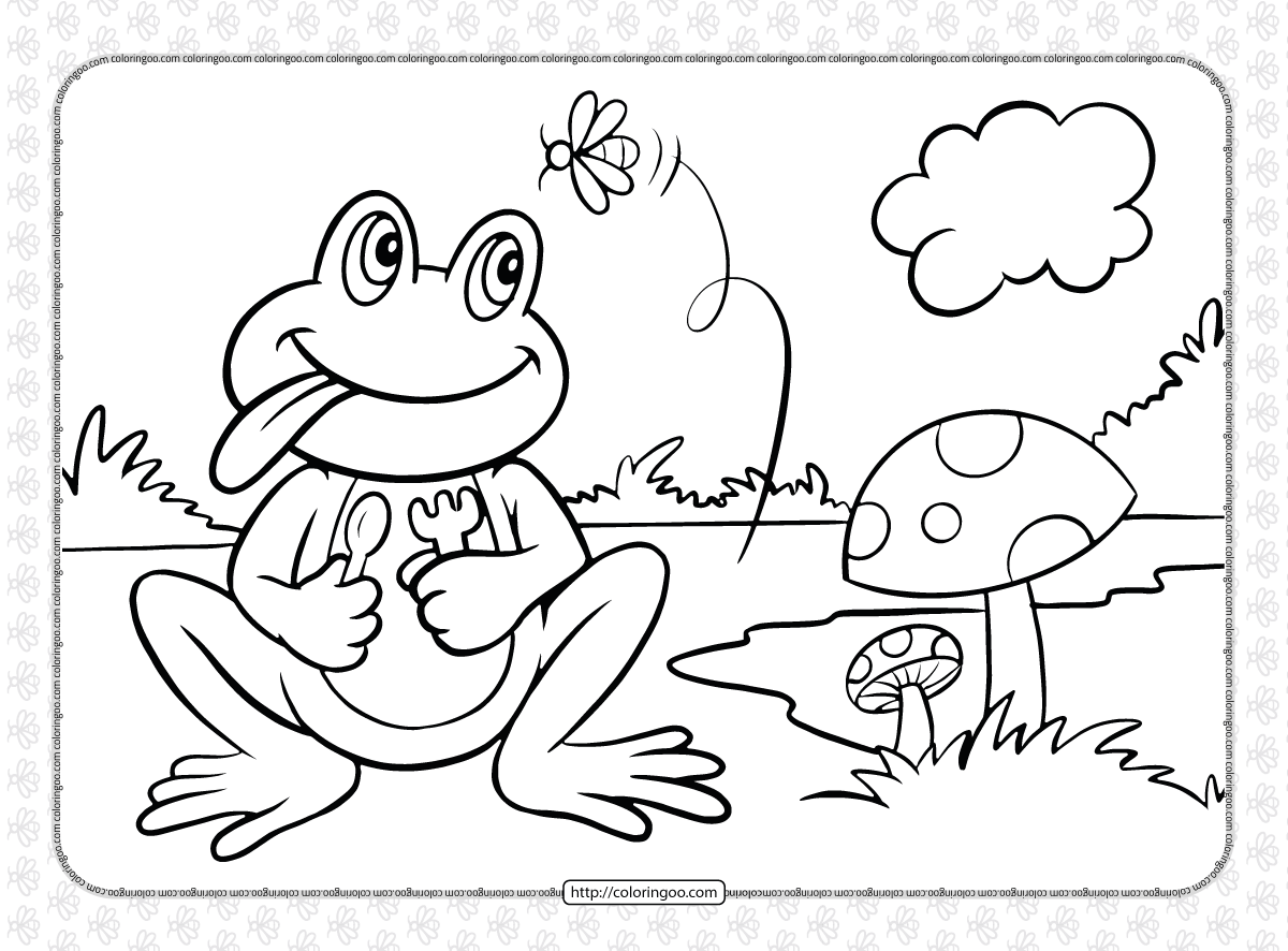 funny frog animal coloring page