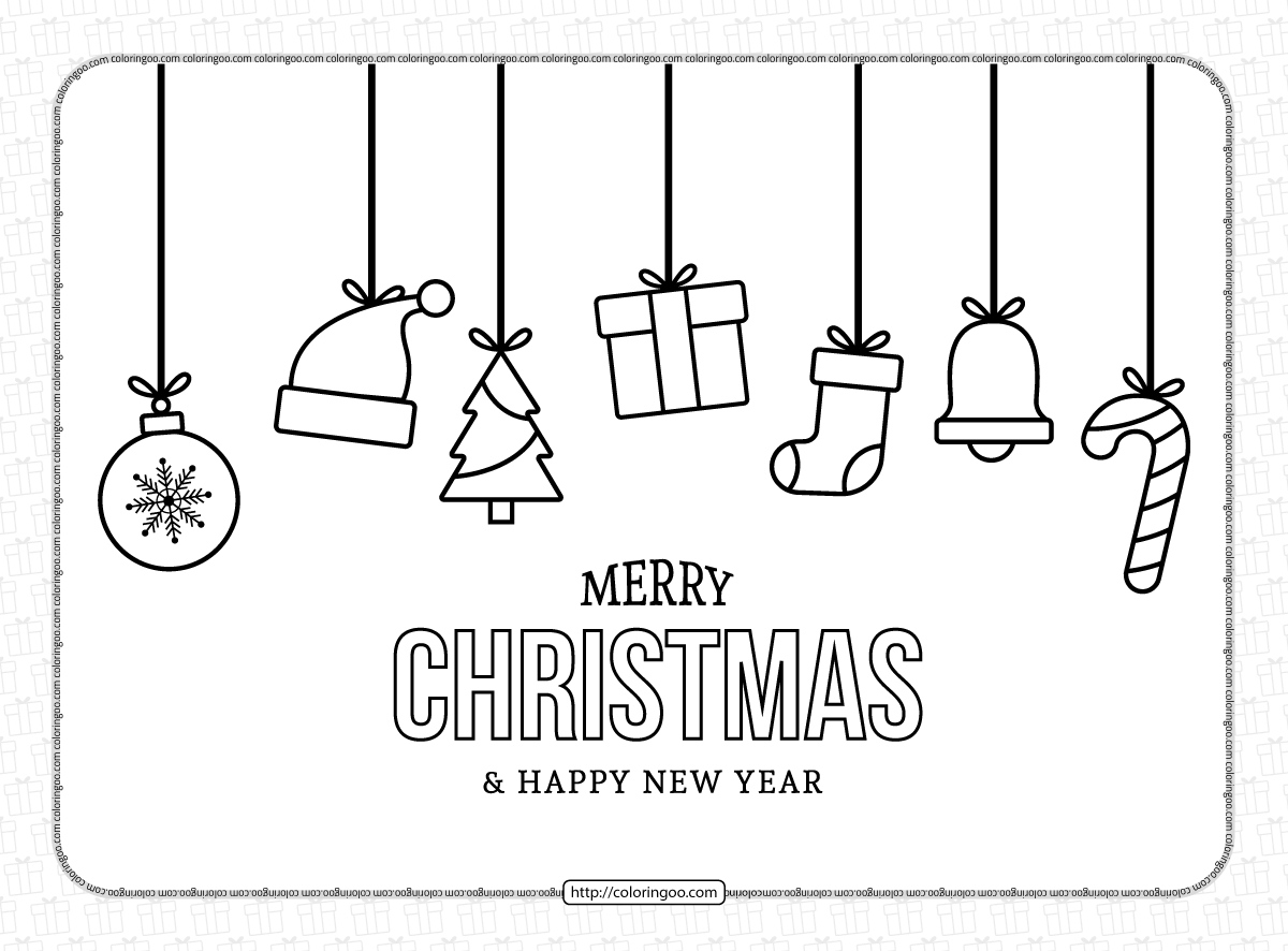 merry christmas and happy new year coloring page
