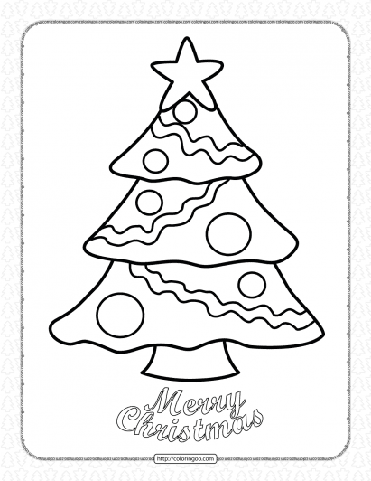 merry christmas tree coloring page