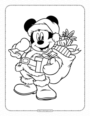 mickey mouse santa costume coloring pages