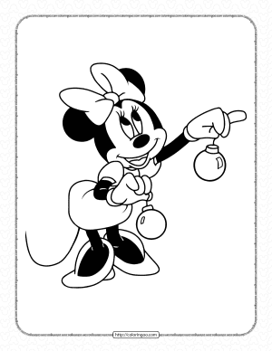 minnie mouse holding christmas ornament coloring page