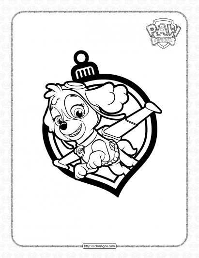 paw patrol skye christmas ornaments coloring page