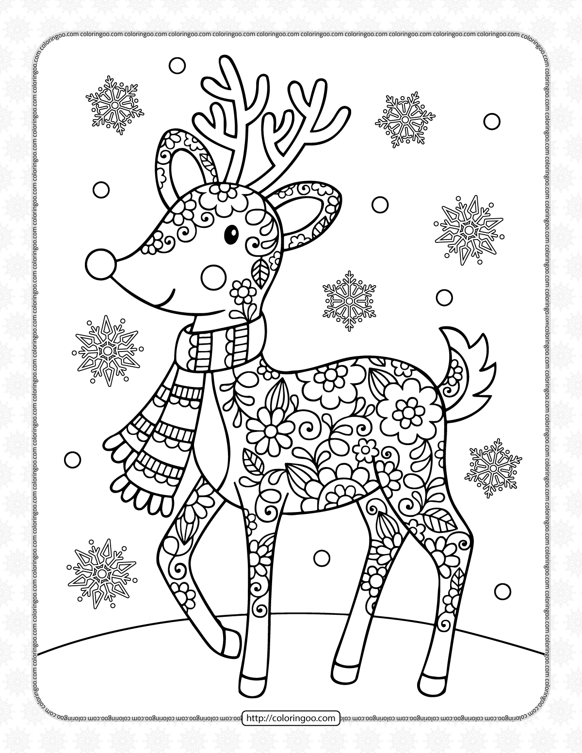 printable christmas deer coloring pages