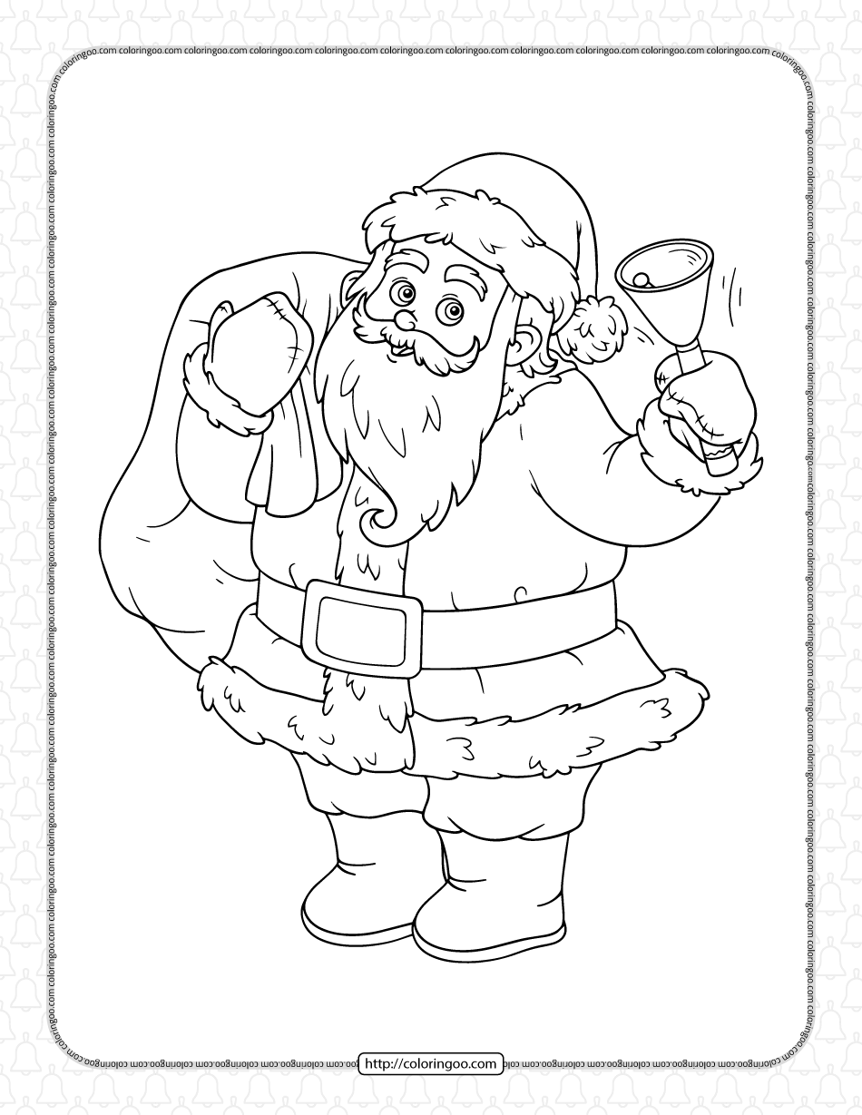 santa claus ringing bell coloring pages