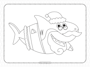 santa shark christmas coloring pages