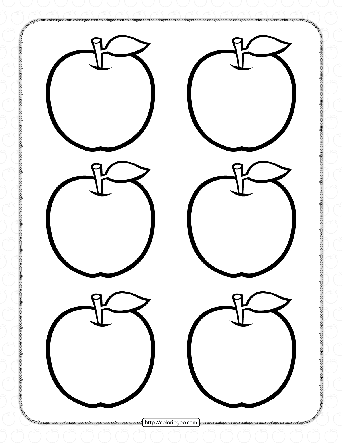 free printable six apples coloring pages