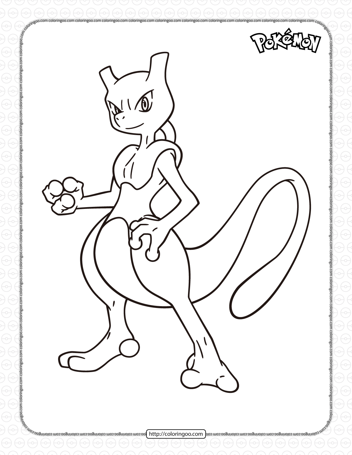 pokemon mewtwo coloring pages for kids