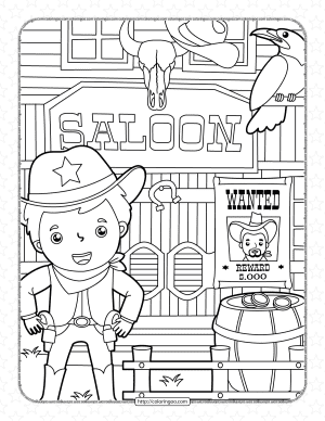 printable wild west coloring page for kids