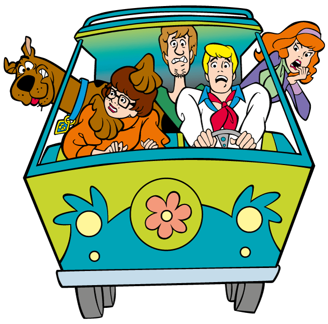 Team in the Mystery Machine Coloring Page Colored