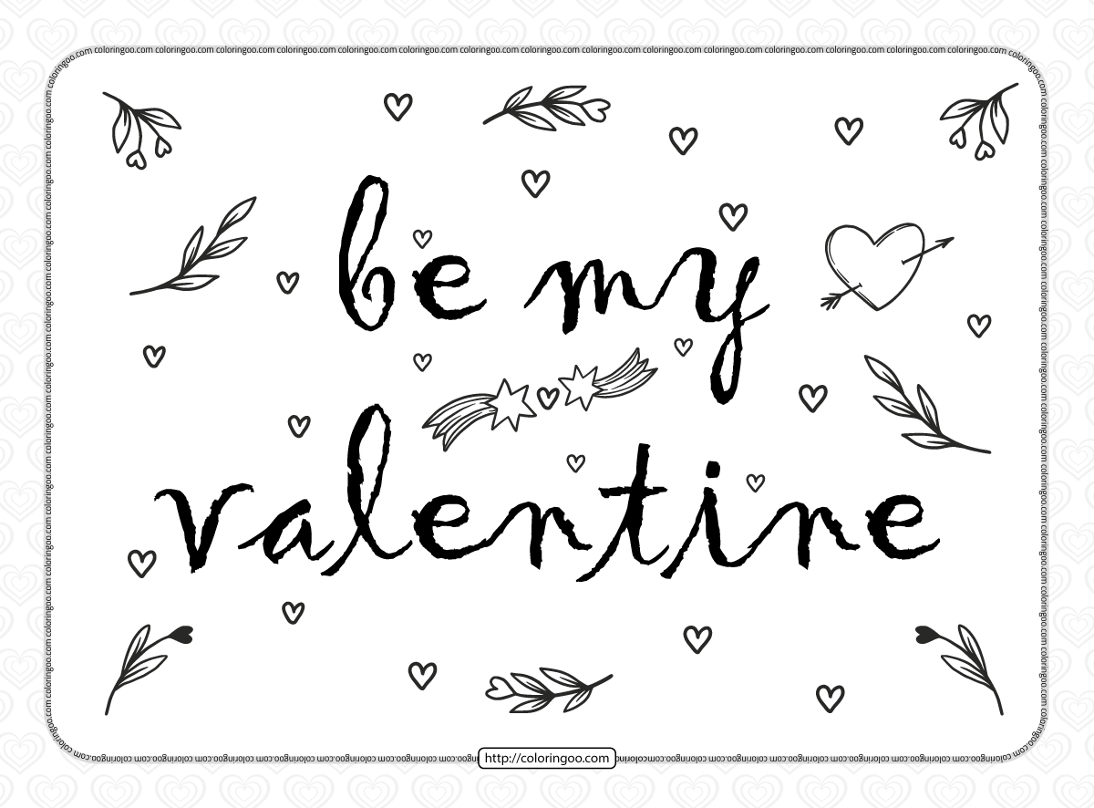 be my valentine coloring page