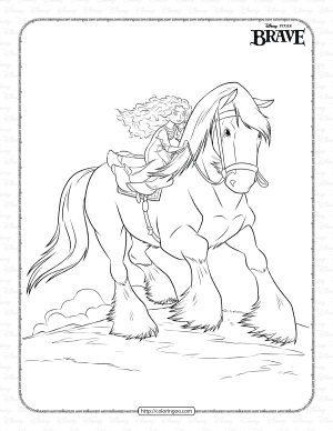 disney brave on horseback coloring page