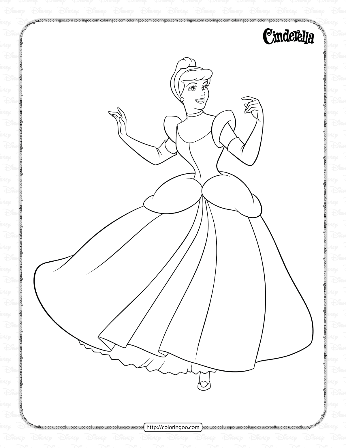 free printable princess cinderella coloring pages