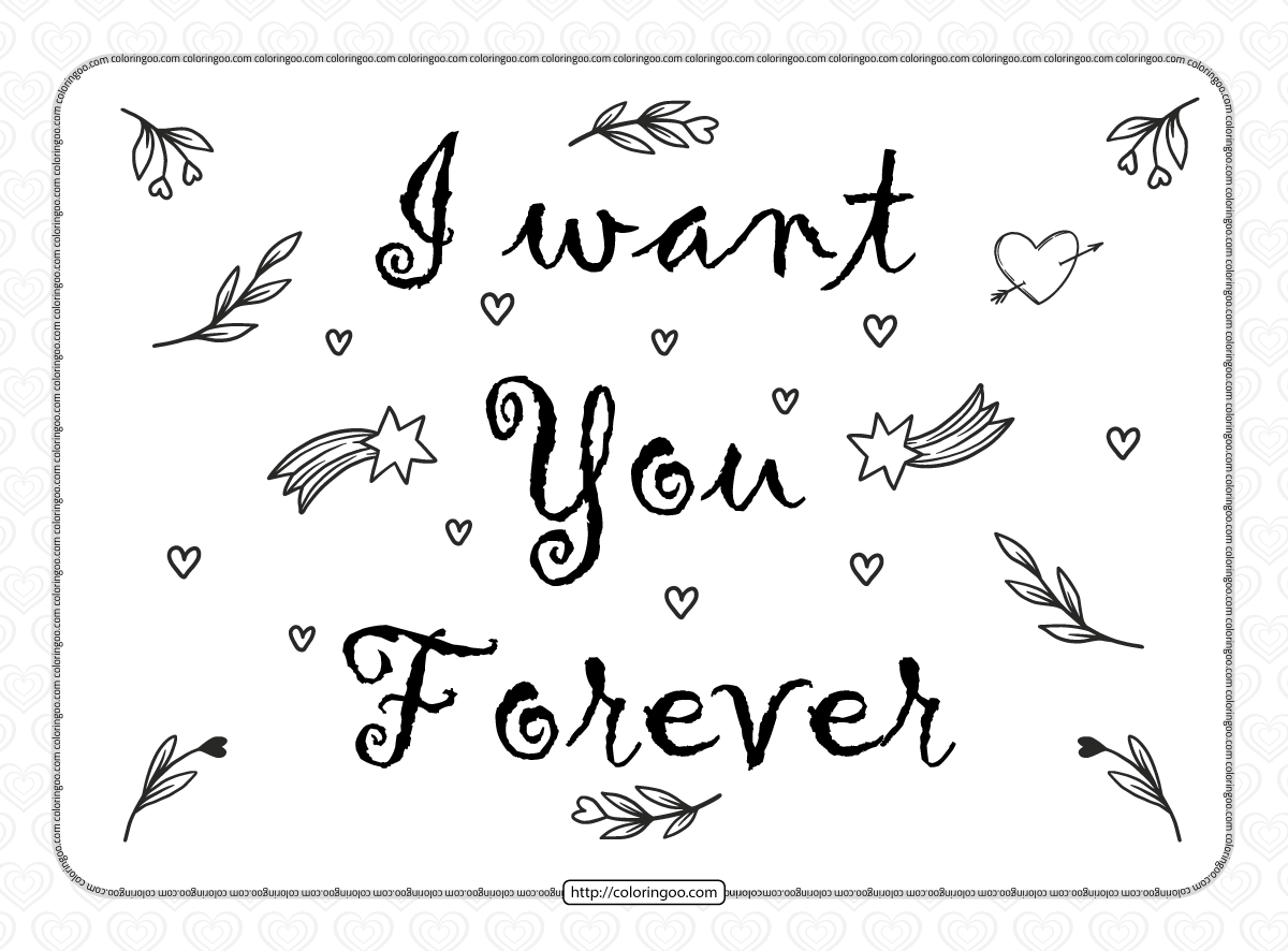 i want you forever coloring page