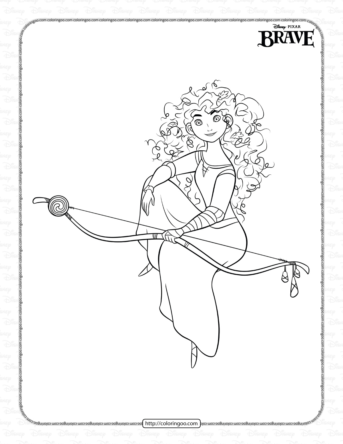 princess merida from brave coloring page