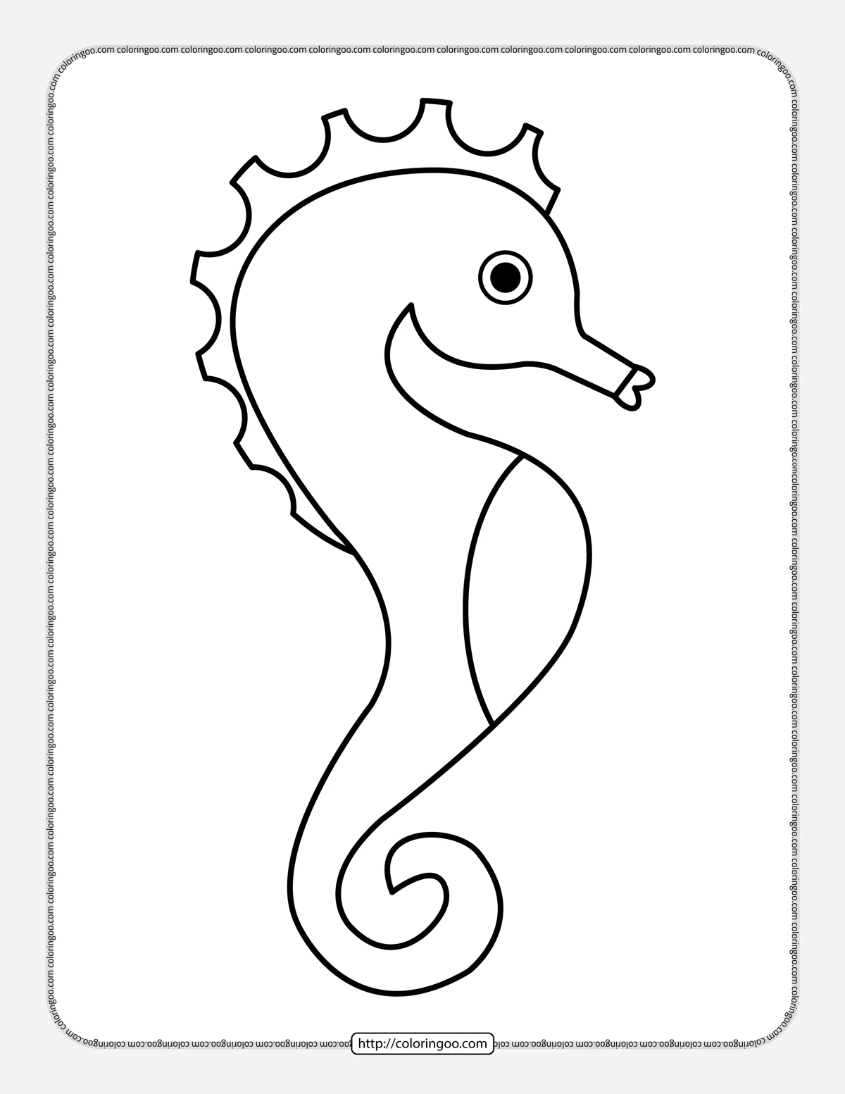 easy seahorse pdf coloring sheet
