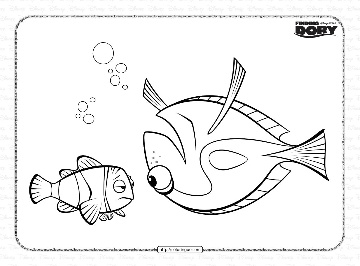 finding dory and marlin coloring pages
