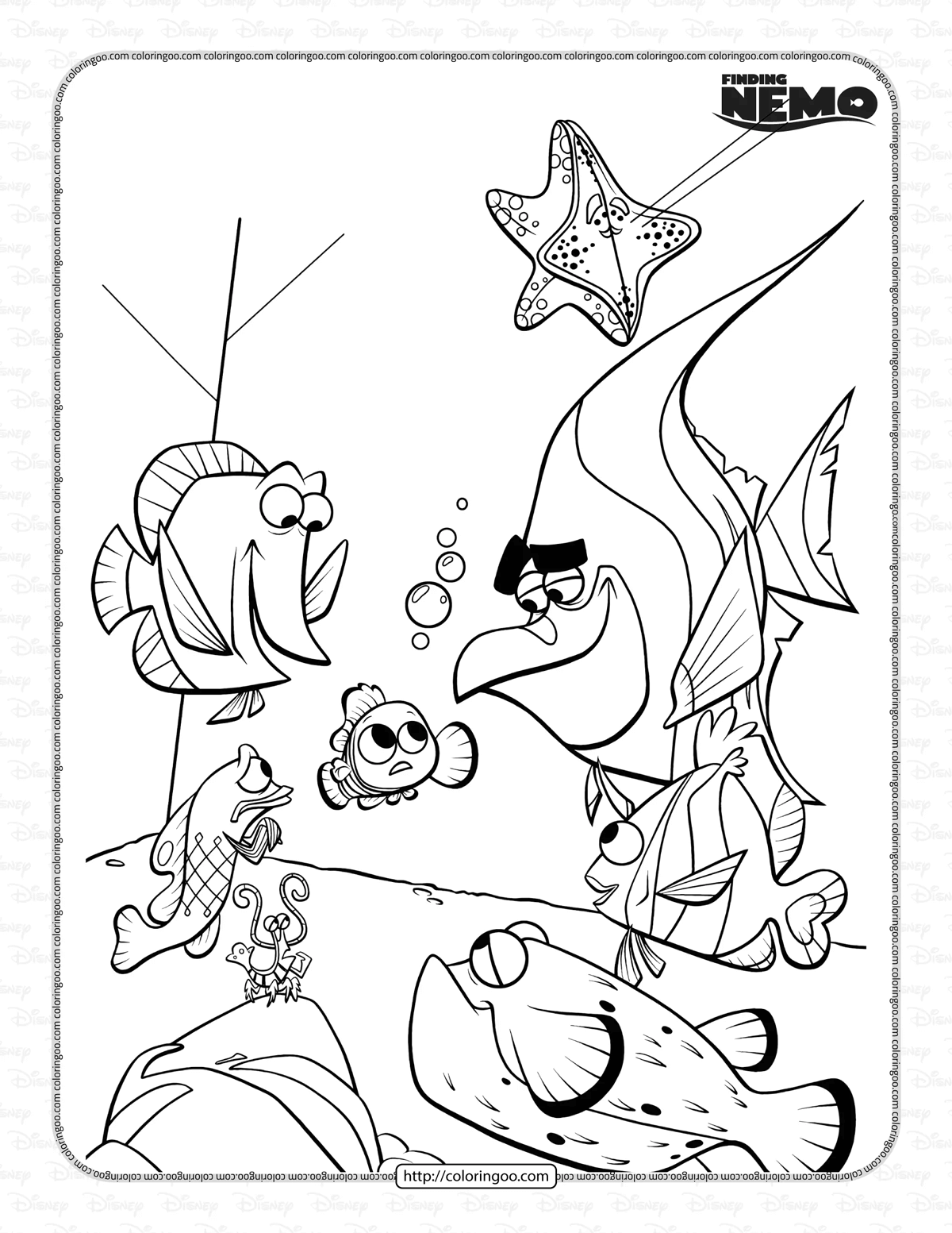 finding nemo in the aquarium coloring page