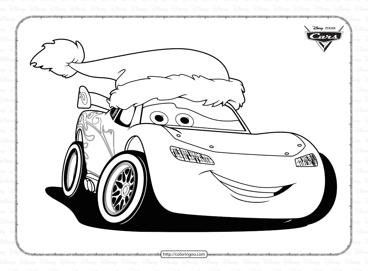 merry christmas lightning mcqueen coloring page