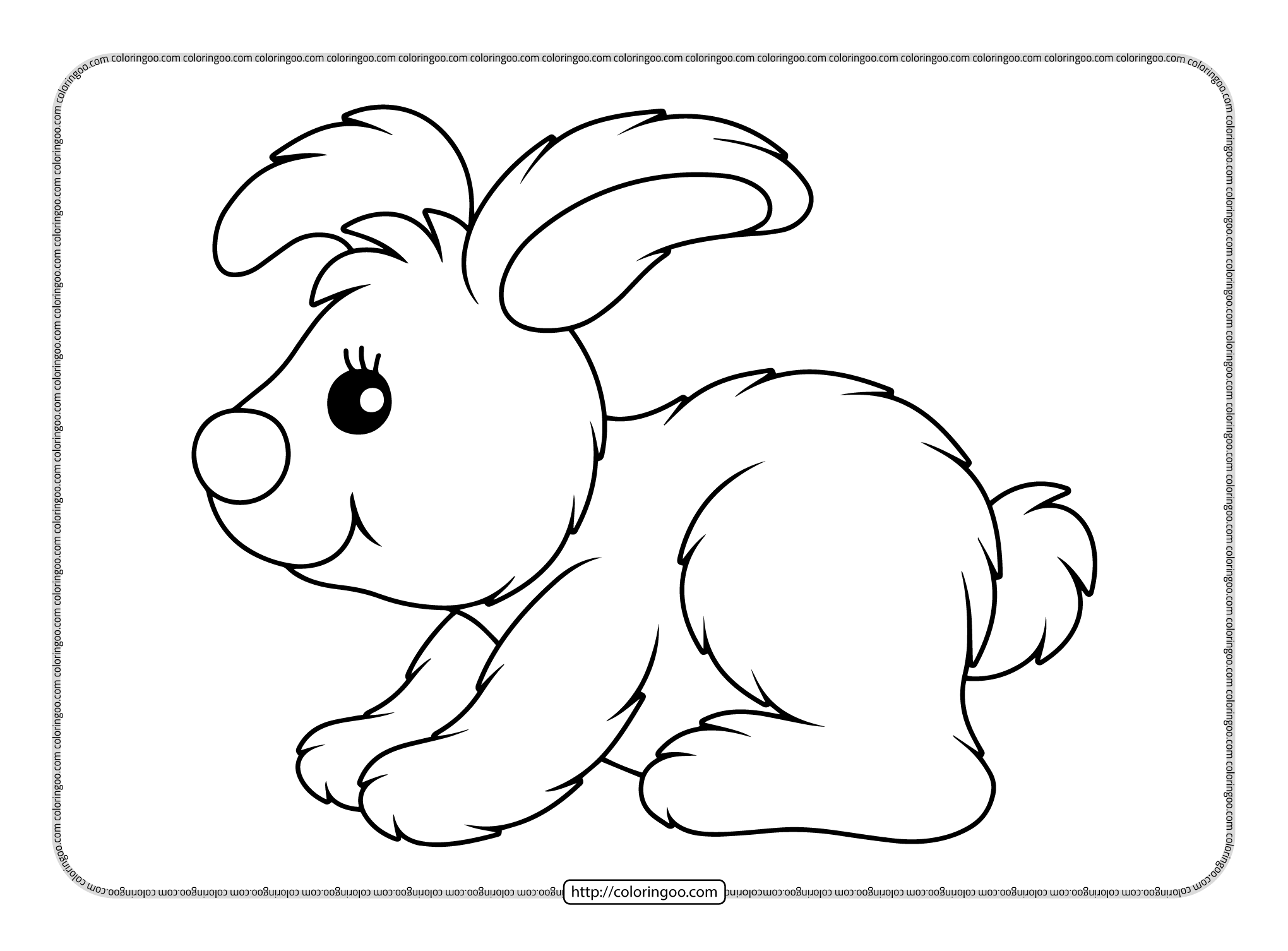 printable fluffy bunny pdf coloring page