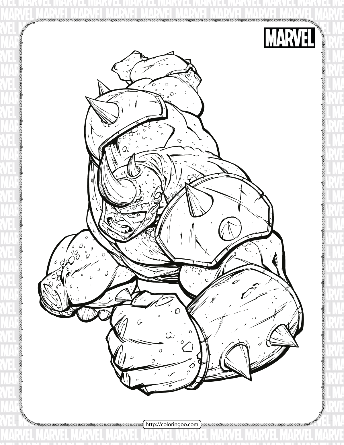 printable marvel rhino pdf coloring sheet