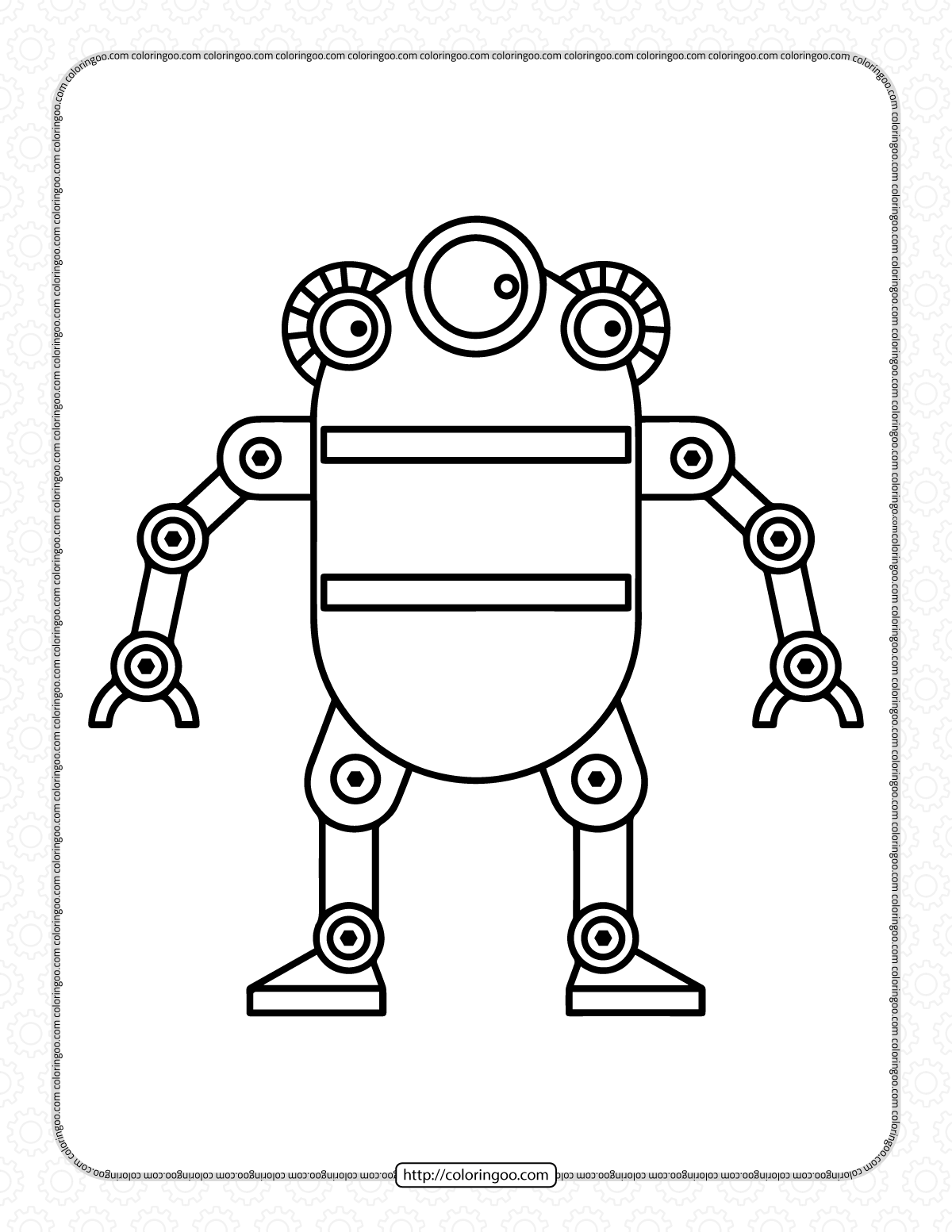 printable strange robot coloring sheet