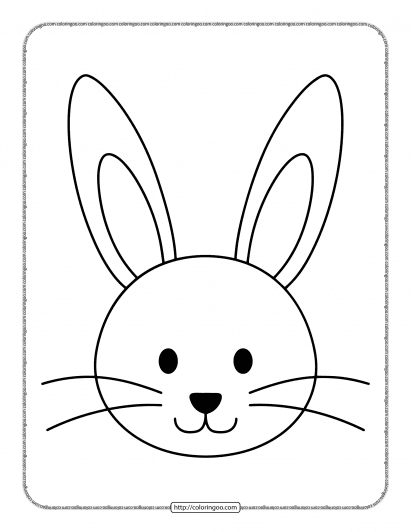 simple bunny head pdf coloring page