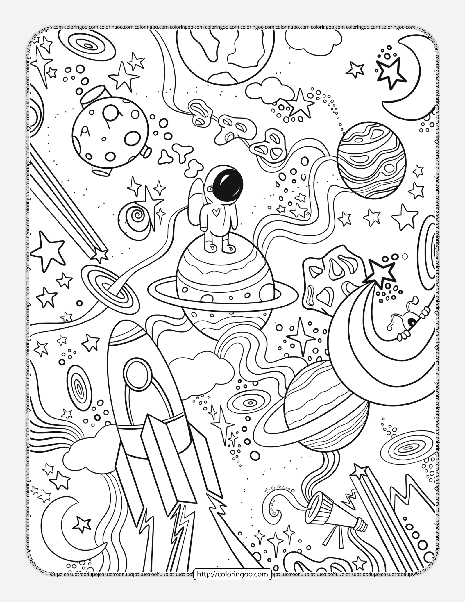 space doodle pdf coloring page