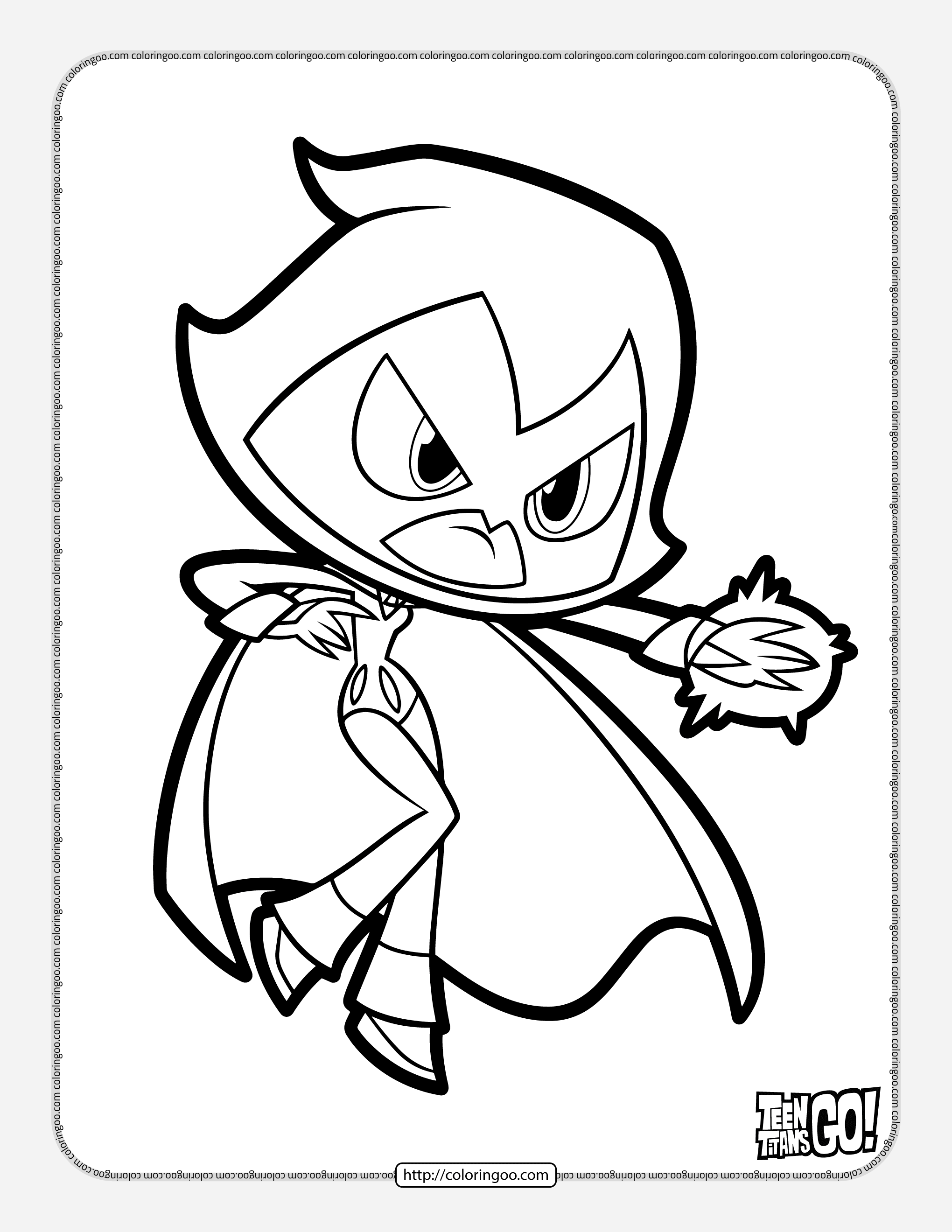 teen titans go raven coloring pages
