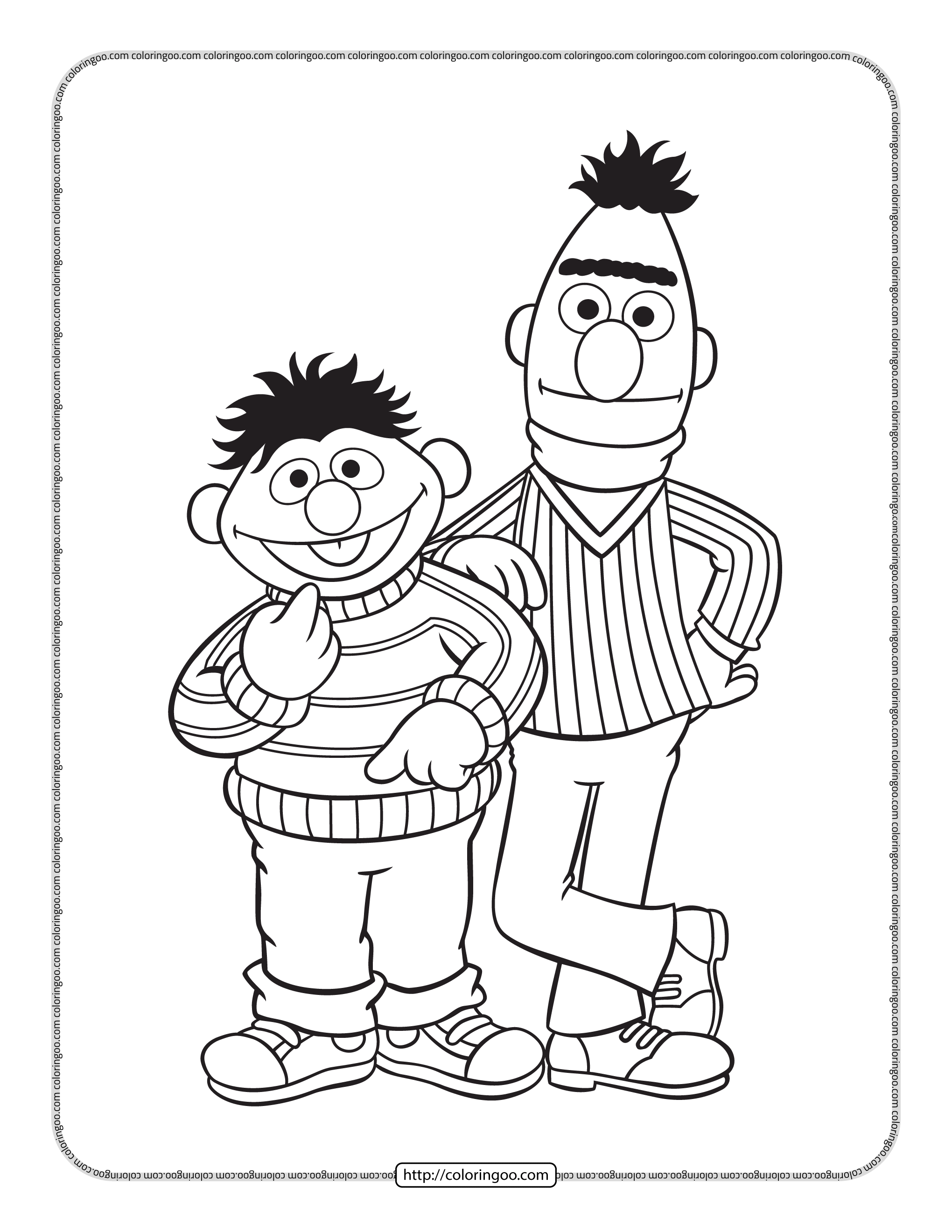 bert and ernie best friends coloring pages