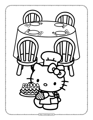 chef hello kitty pdf coloring page