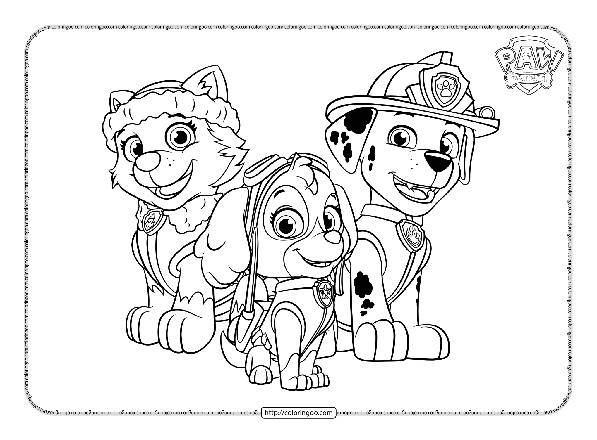 everest skye and marshall coloring pages