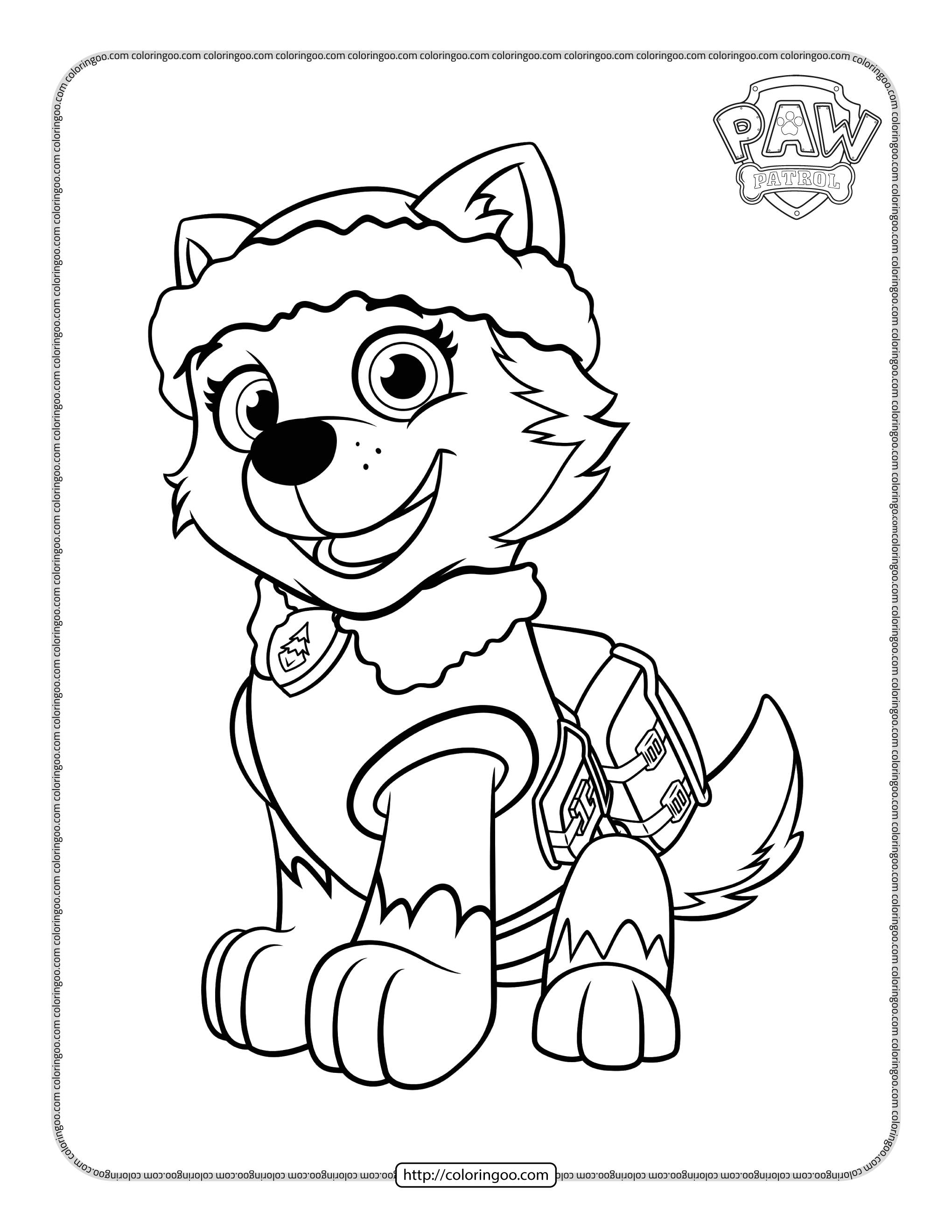 free printable paw patrol everest coloring page