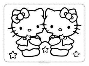 hello kitty with a star coloring page