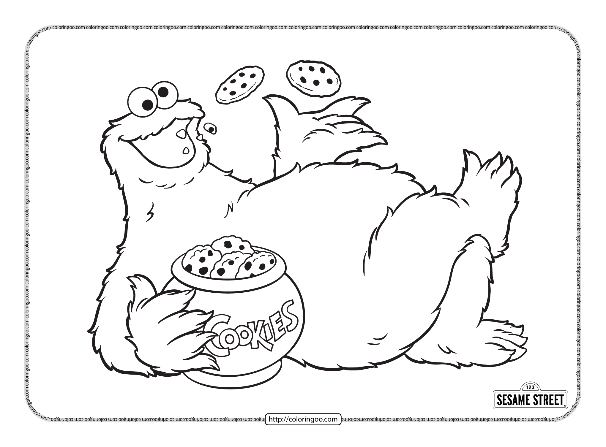 sesame street cookie monster coloring pages